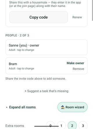 Making a housemate the household's owner from the settings screen